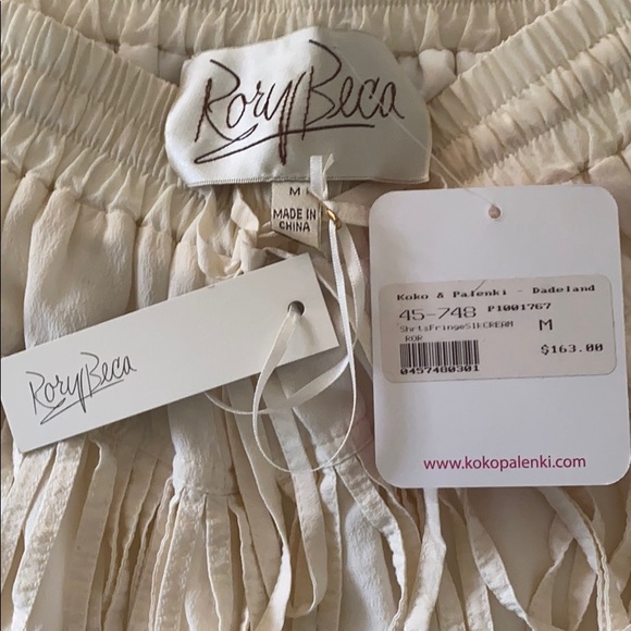 RORY BECA - NEW SILK IVORY FRINGE SHORTS - M - Picture 3 of 3